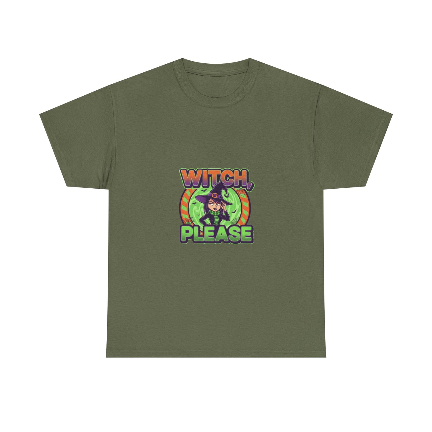 Witch Please Unisex Heavy Cotton Tee - Spooky Vibes for Halloween Lovers