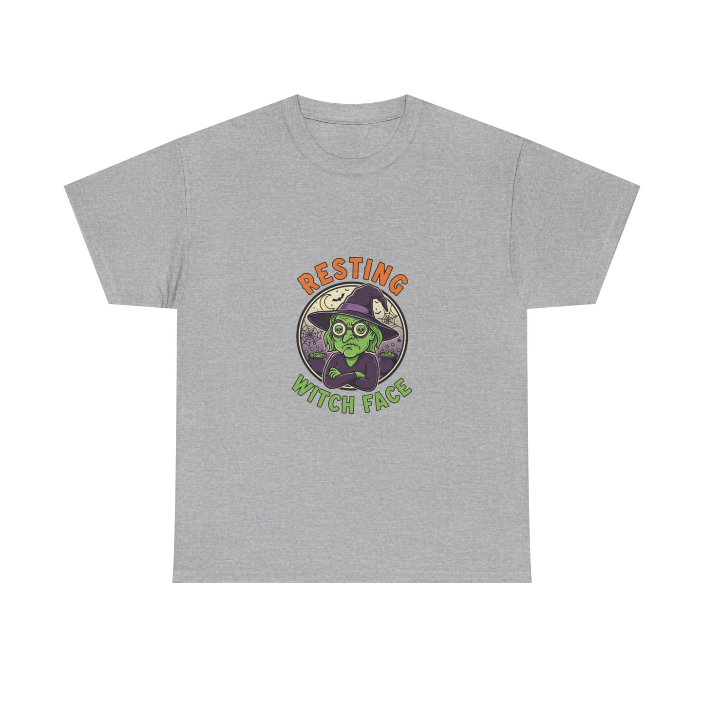 Resting Witch Face Unisex Heavy Cotton Tee, Funny Halloween T-Shirt, Spooky Apparel, Witch Theme, Gifts for Her