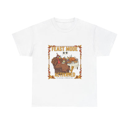 Feast Mode Activated Unisex Heavy Cotton Tee, Thanksgiving T-Shirt, Holiday Apparel, Foodie Gift, Casual Wear, Autumn Vibes