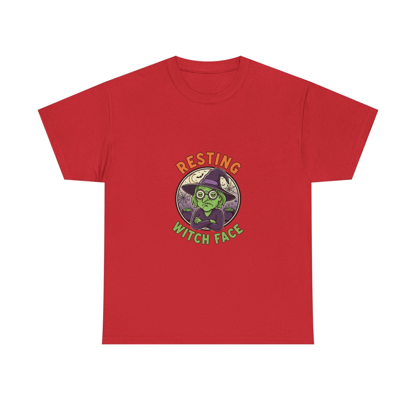 Resting Witch Face Unisex Heavy Cotton Tee, Funny Halloween T-Shirt, Spooky Apparel, Witch Theme, Gifts for Her