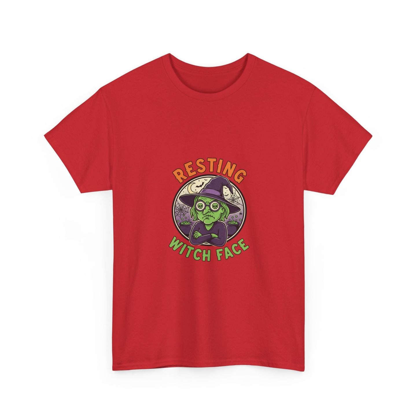 Resting Witch Face Unisex Heavy Cotton Tee, Funny Halloween T-Shirt, Spooky Apparel, Witch Theme, Gifts for Her