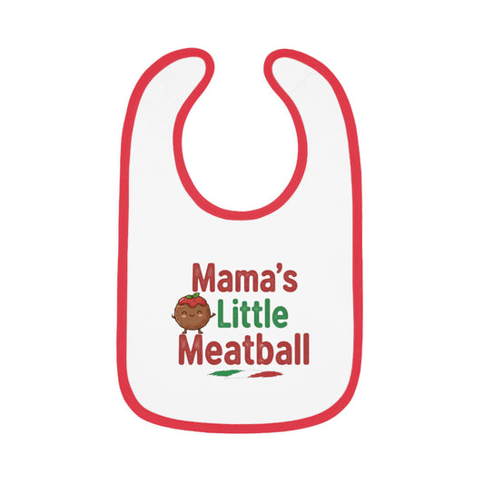 Fun Baby Bib - 'Mama's Little Meatball' Contrast Trim Jersey Bib