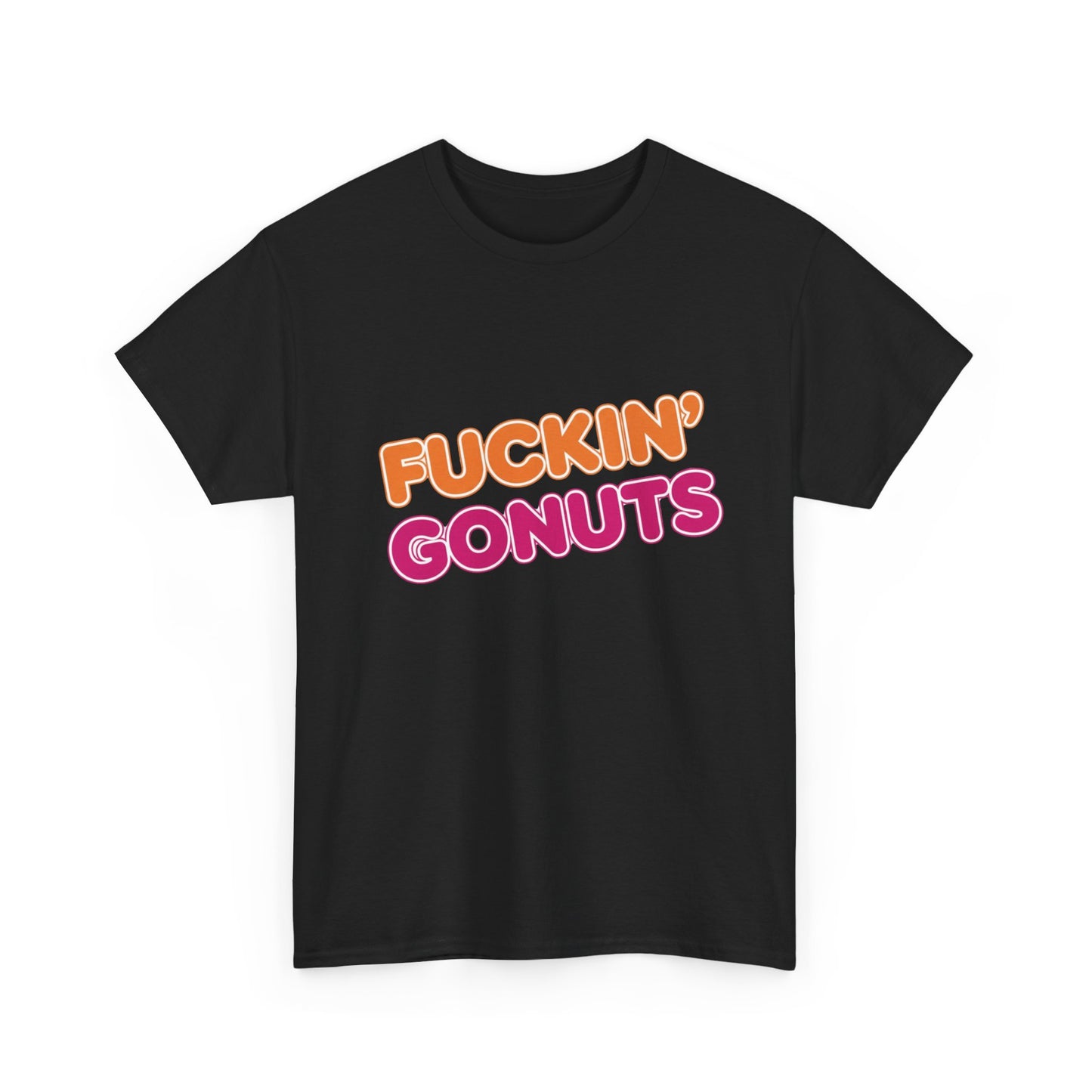 Funny Unisex Heavy Cotton Tee - "F*CKIN' GONUTS" Graphic Shirt, Casual Wear, Gift for Donut Lovers, Humorous Gift, Birthday