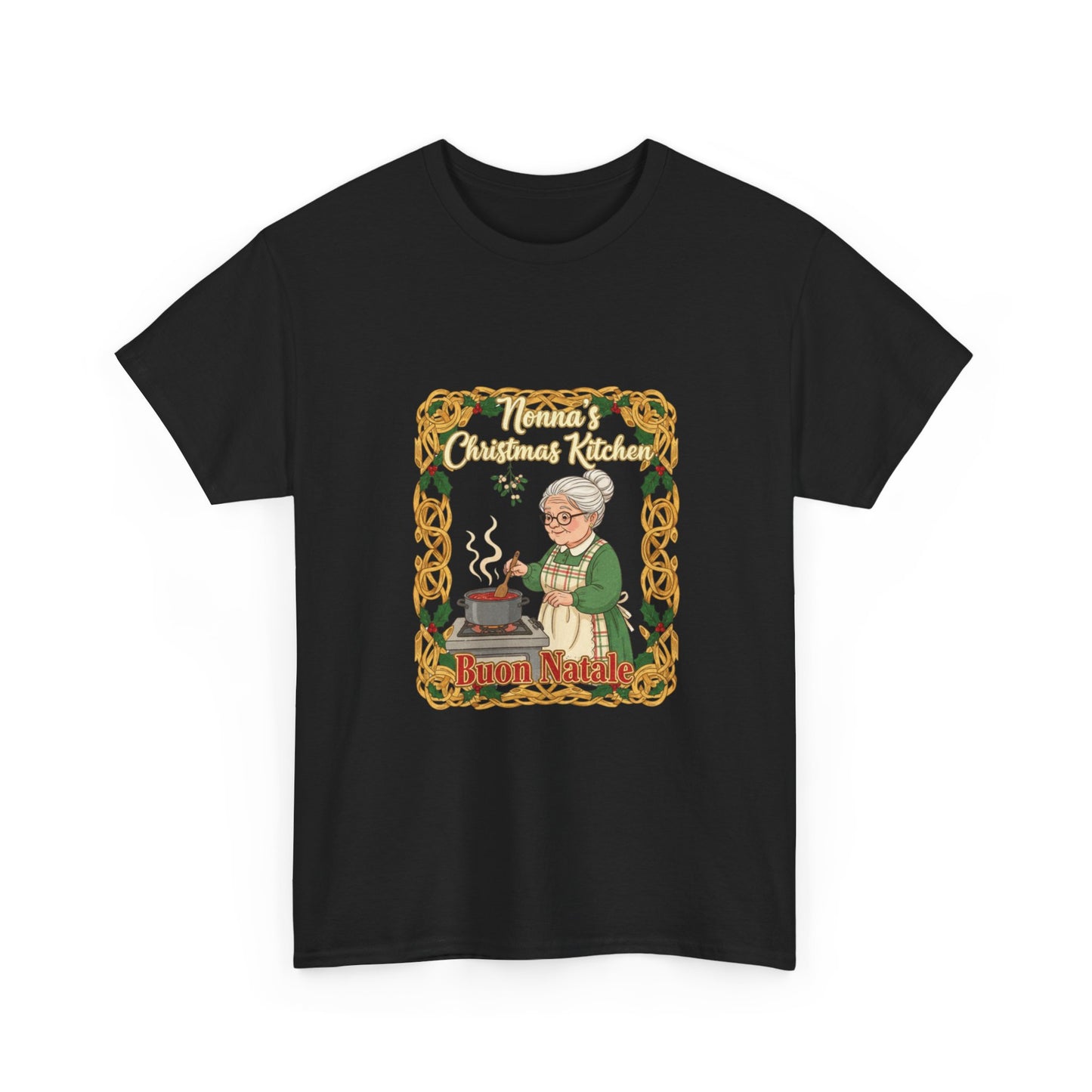 Festive Unisex Heavy Cotton Tee - Nonna's Christmas Kitchen