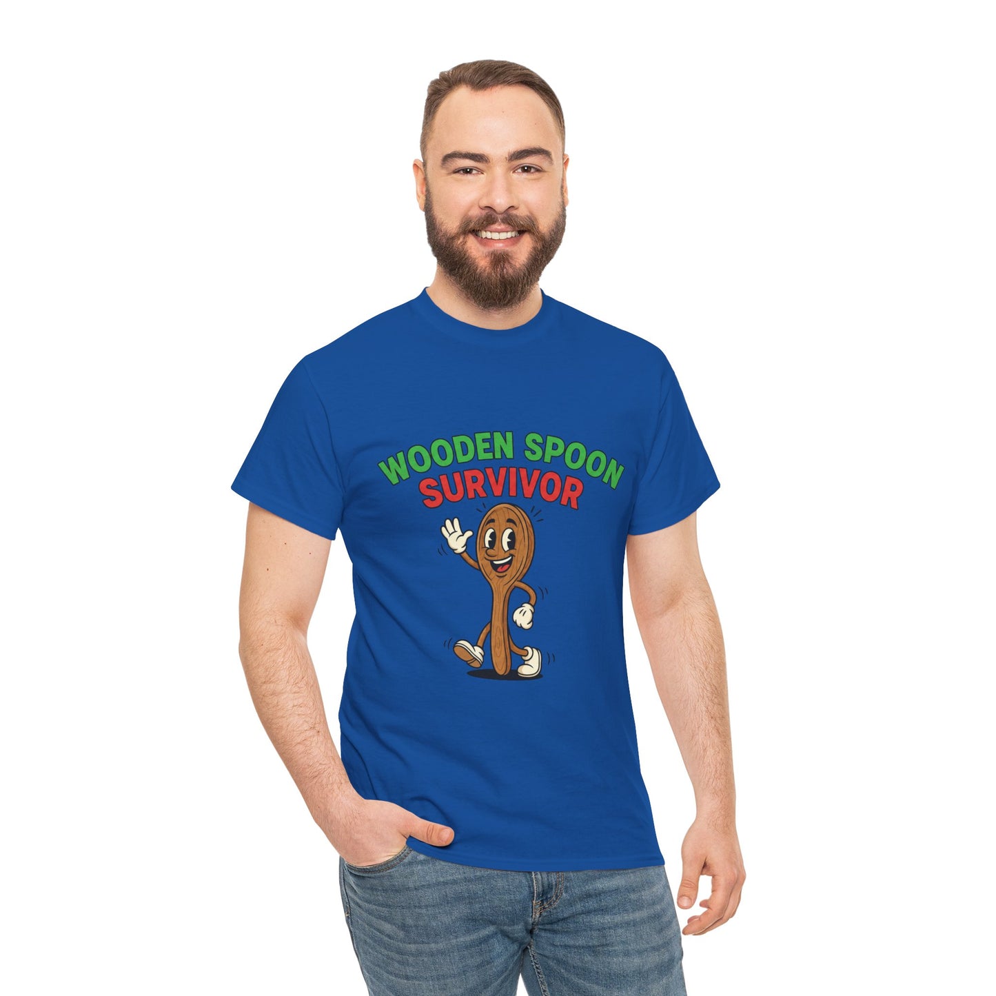 Wooden Spoon Survivor Tee - Fun Unisex Heavy Cotton Shirt for Home Chefs