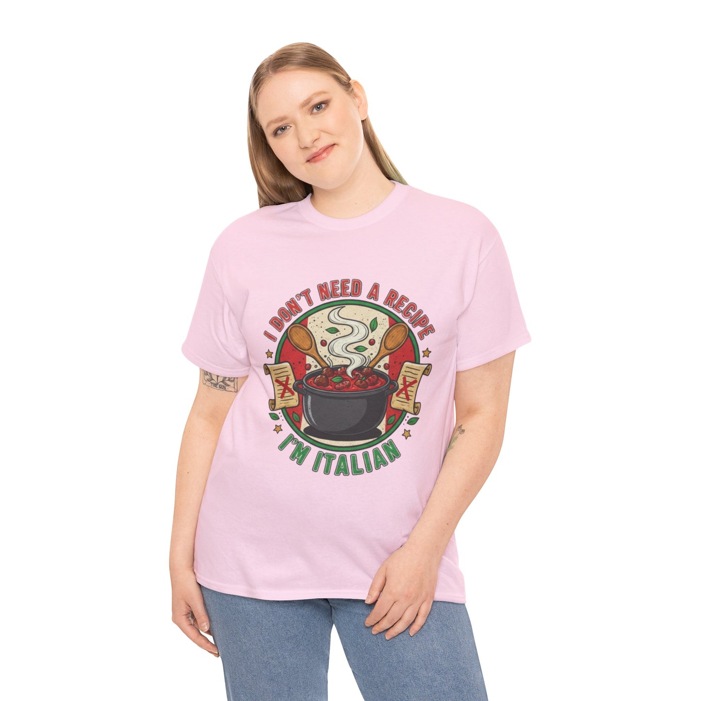 Italian Pride Unisex Heavy Cotton Tee - "I Don't Need a Recipe, I'm Italian"